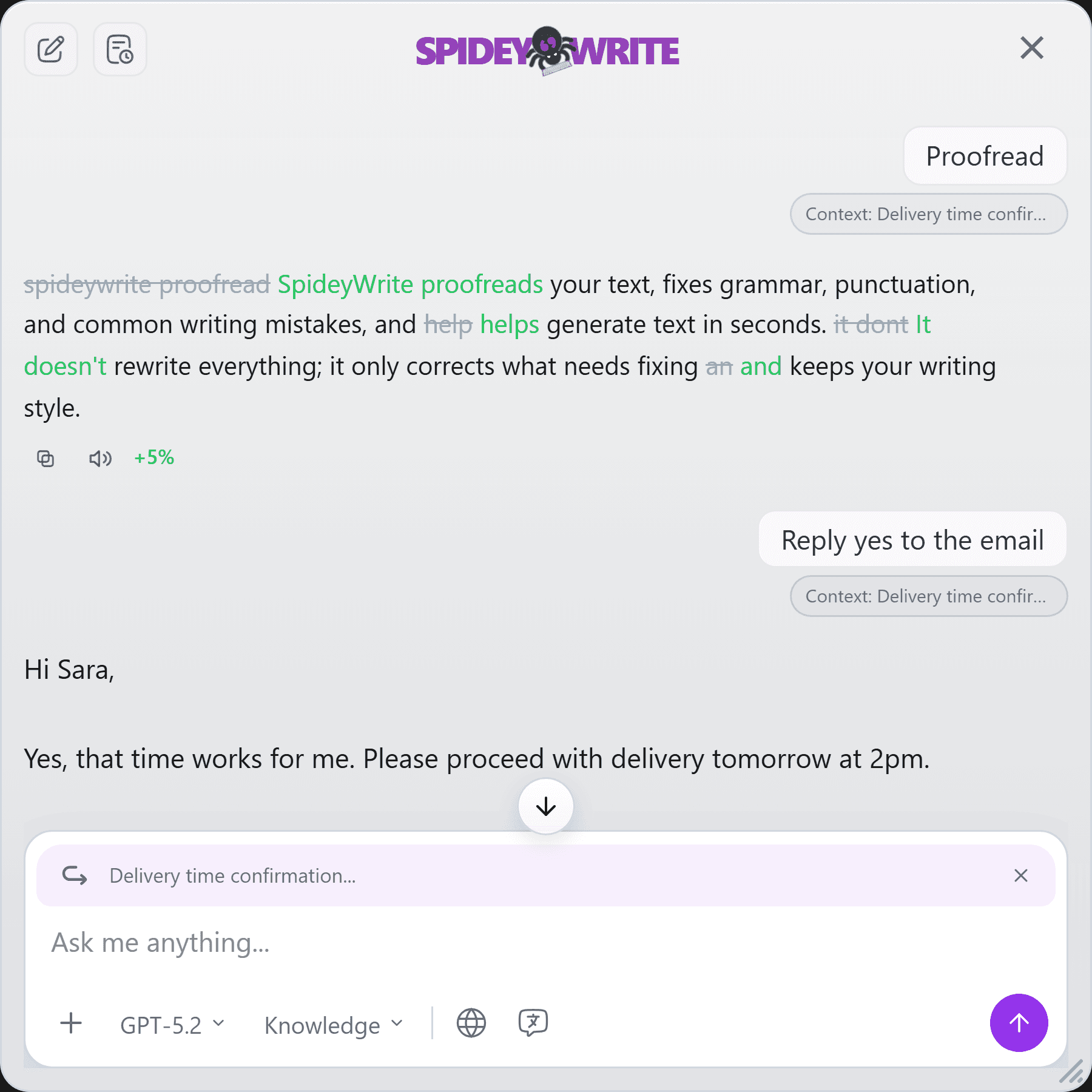 SpideyWrite modal preview